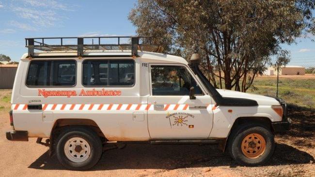 The ambulance which police Gayle Woodford was driven in from her Fregon home. Source: SA Police