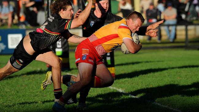 Coffs Harbour's Luke Beaumont crossing for a try. Picture: Leigh Jensen