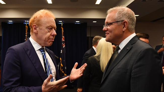 Anthony Pratt and Scott Morrison at the American-Australian Association in New York in 2019. Picture: AAP