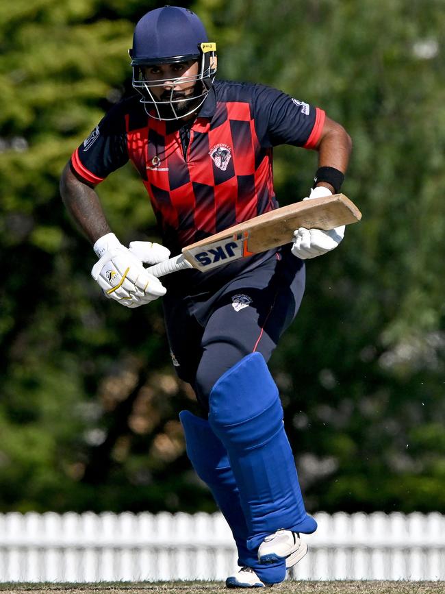 Haig Fawkner batter Jaspreet Bhatti. Picture: Andy Brownbill