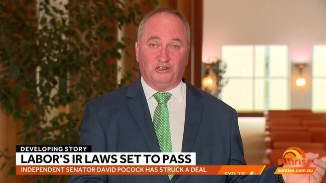 Barnaby Joyce calls Labor's industrial relations reform 'sneaky' (Sunrise)