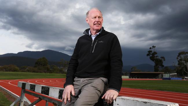 Retired teacher Michael Hawkins is delighted a Tasmanian Amateur Athletic Association shield honouring athletes who served in World War I has finally found a permanent home. Picture: NIKKI DAVIS-JONES