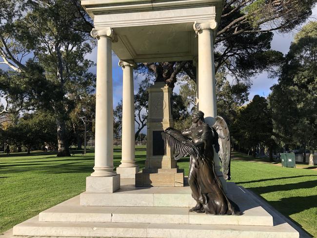 The George and John Angas Memorial on the River Torrens with bronze angel