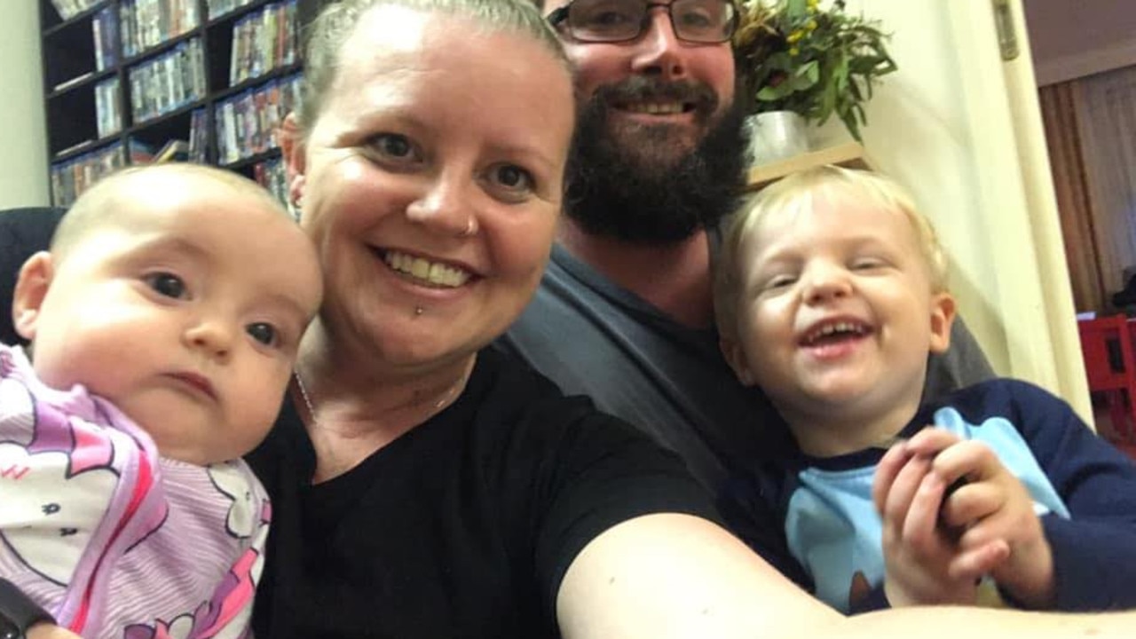 Melbourne mum Nikki Boyle and her 6-month-old daughter Stevie Thomas, her partner John Thomas, and two-year-old Cameron Thomas.