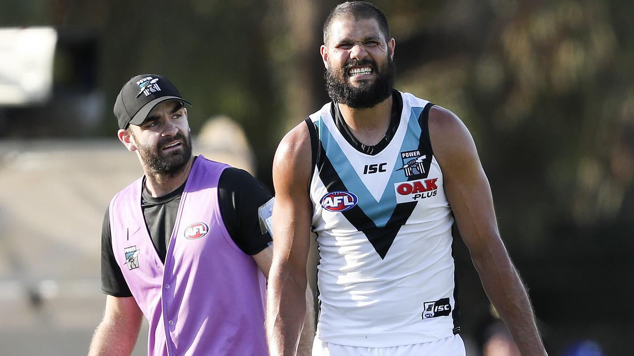 Paddy Ryder left the field with an ankle injury. Picture: Sarah Reed 