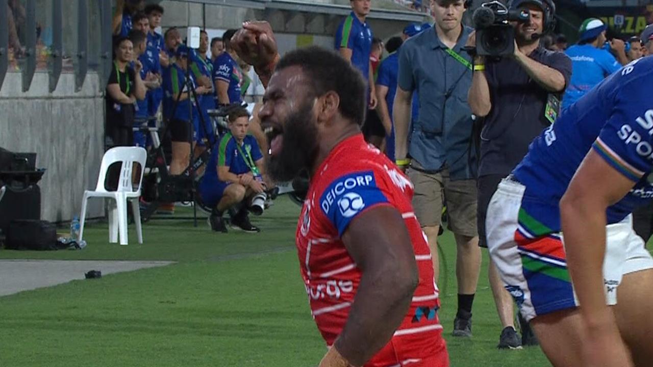Mikaele Ravalawa crosses for his third try.