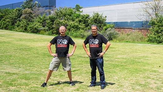 Chris Hanson (left), from No More Incinerators, and Randwick Mayor Danny Said.