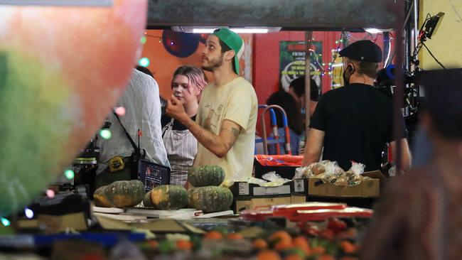 Hollywood actor and comedian Pete Davidson on set of the movie Wizards, being filmed at Rusty's Markets in Cairns. Picture: Brendan Radke