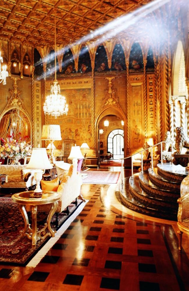 A 1995 photo of the lavish interior of Mr Trump’s West Palm Beach mansion Mar-a-Lago, where he married Melania in 2005. Picture: Marc Serota/Reuters