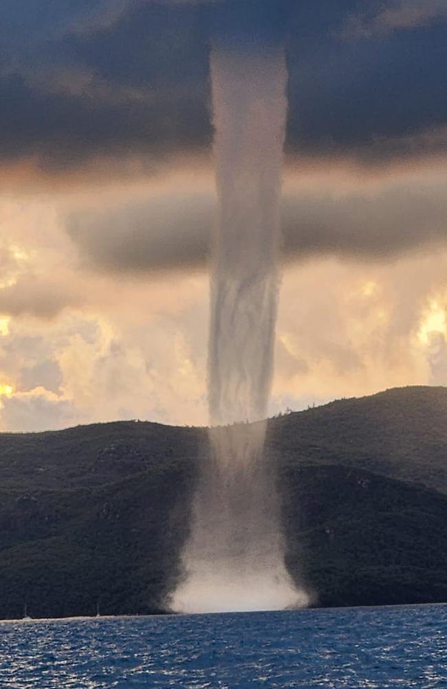 Fishos captured amazing shots of this waterspout out at the Whitsunday Islands on Wednesday. Picture: Murray Story/Catch My Drift