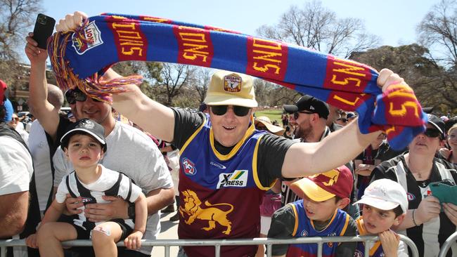 Thousands of Brisbane Lions fans have made the journey south for the big event. Picture: NCA NewsWire / David Crosling