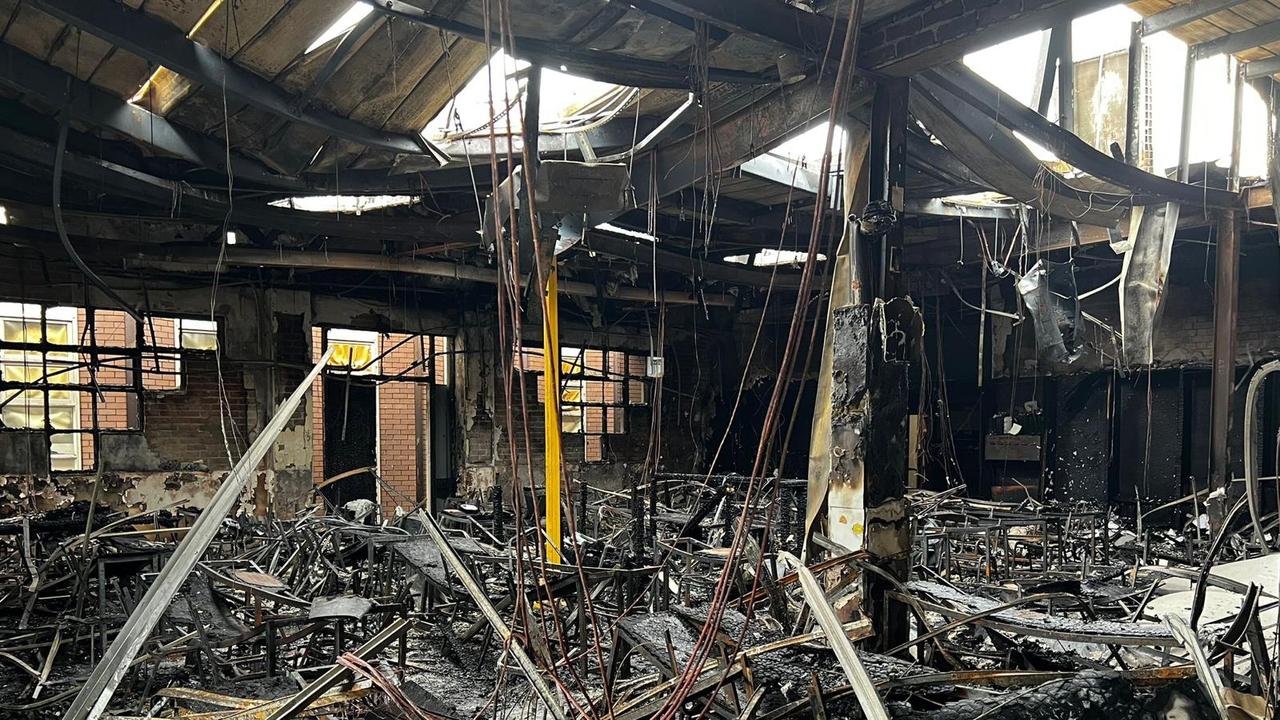 Damage to Adass Israel Synagogue in Ripponlea, Melbourne after it was firebombed on Friday. Picture: Yumi Rosenbaum