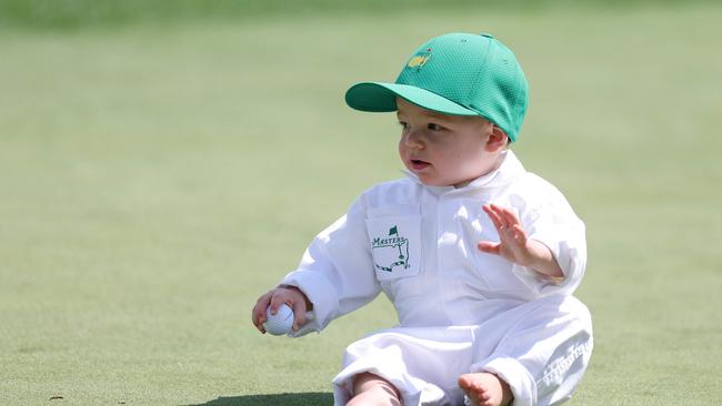 Leo Straka, son of Sepp Straka of Austria, cheekily steals a ball. Picture: AFP