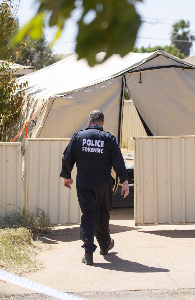 Forensics at the house on Tonkin Crescent in Carnarvon where Terence Kelly lived.