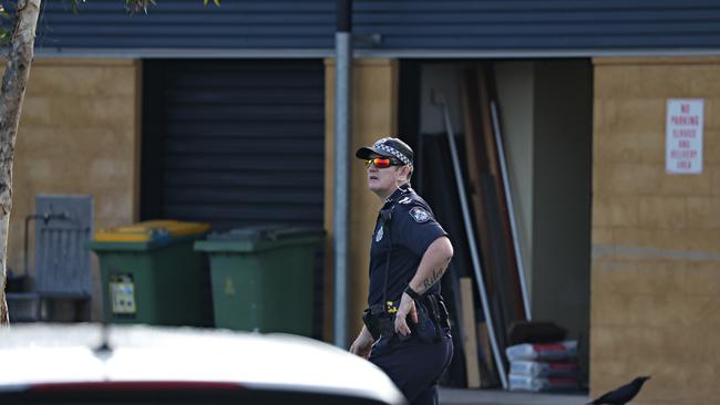 Police at North Lakes State College yesterday. Picture: Annette Dew