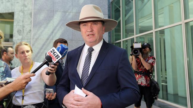 Deputy Prime Minister Barnaby Joyce during a press conference at Parliament House in Canberra. Picture Gary Ramage