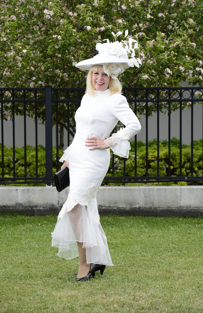 Sandra Robson at Flemington Racecourse on Derby Day 2014. Picture: Stephen Harman