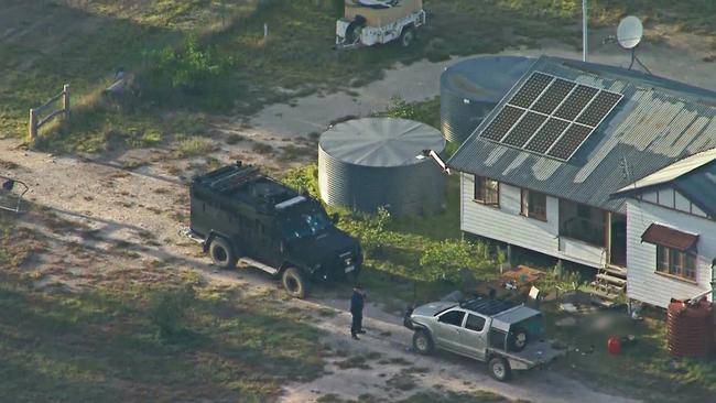 An aerial view of the scene at the property in Wieambilla where the shooting took place. Source: Nine