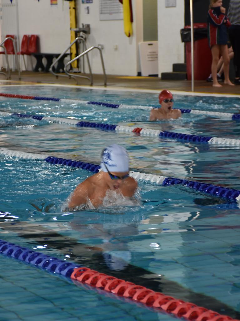 Bailey Harm leads the way in the 12 yrs 50m breaststroke.