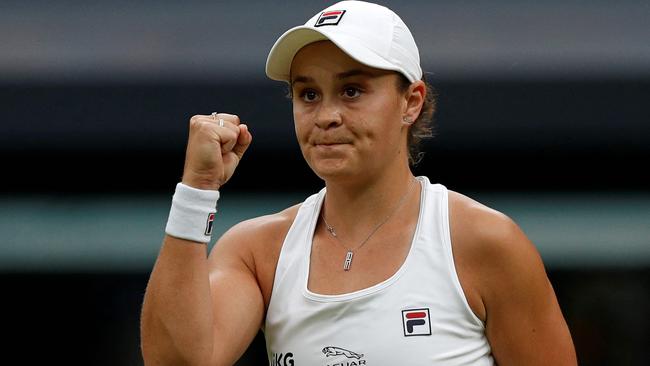 Barty has a steely look in her eye — she just won’t turn it to the Wimbledon trophy. Picture: AFP