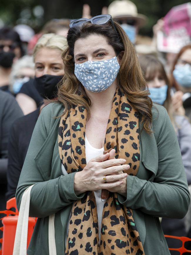 ABC journalist Louise Milligan at Treasury Gardens in Melbourne last Sunday. Picture: NCA NewsWire / David Geraghty