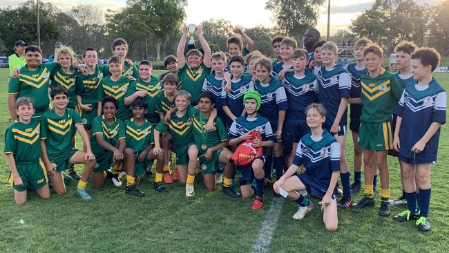 St Brendan's and Heights College teams after their grand final.