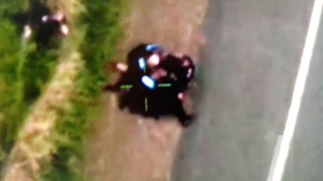 A man arrested by police after a wild chase involving a truck on the M1. Picture: Leaked Polair footage