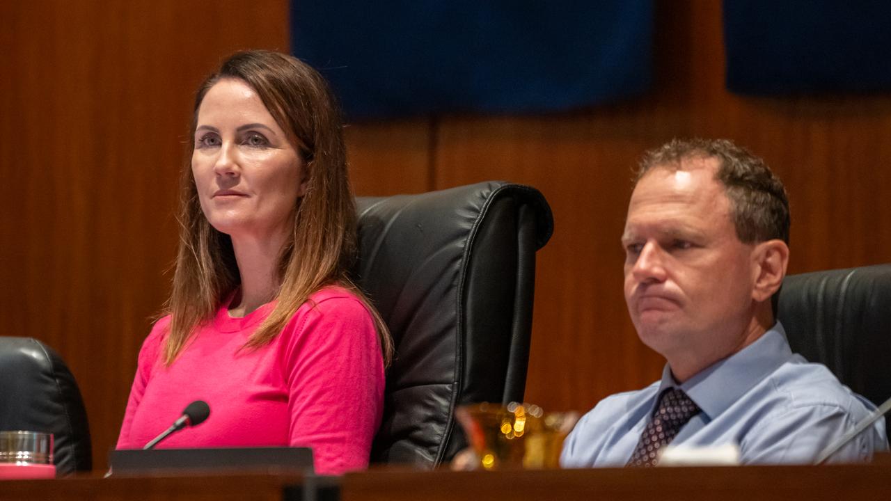 Cairns Regional Council Mayor Amy Eden and CEO John Andrejic during the ordinary Council meeting on June 5.