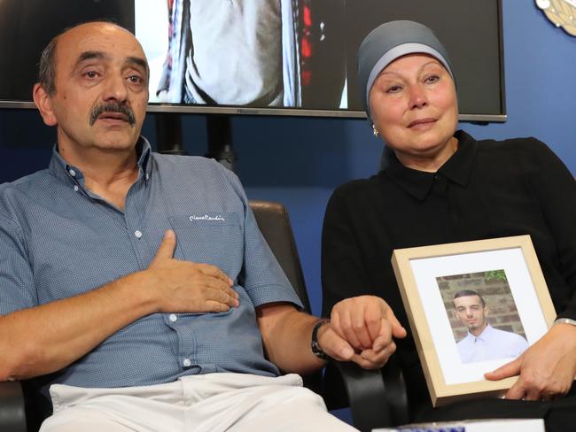 Muhamed's father Bekir and mother Fatma mourn his death after he was shot dead in a case of mistaken identity. Picture: David Crosling