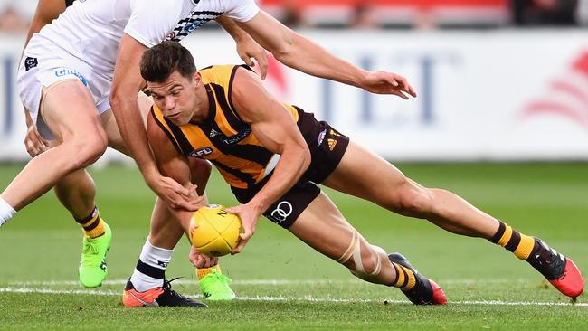 Jaeger O'Meara impressed in his first game for Hawthorn.