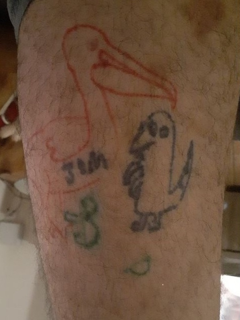 This very specifically tatt is titled “Pelican named Tom in repose taking a crap while a turtle and a gecko offer insights”. Or something like that. But it is supposed to be a Pelican named Tom taking a shit. Ben Erwin said it happened at home after a big night. You don’t have to be a Pelican named Tom taking a shit to work that out Ben.