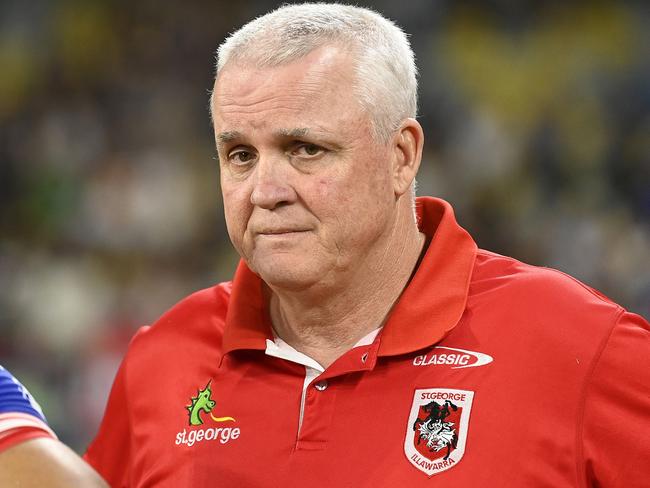 TOWNSVILLE, AUSTRALIA - MAY 13: Dragons coach Anthony Griffin looks on after losing the round 11 NRL match between North Queensland Cowboys and St George Illawarra Dragons at Qld Country Bank Stadium on May 13, 2023 in Townsville, Australia. (Photo by Ian Hitchcock/Getty Images)