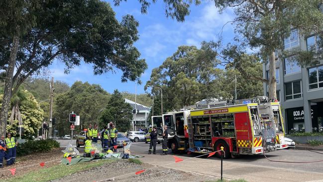 Emergency services remain on scene at Donnison St in Gosford with reports of two fires. Picture: Richard Noone