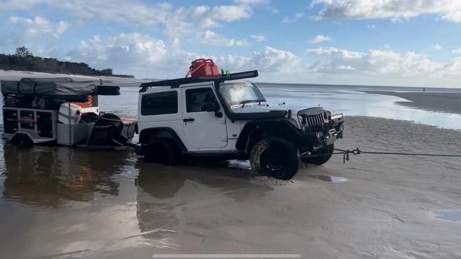 Fraser Island Towing rescued the off-road 4WD. Picture: Facebook