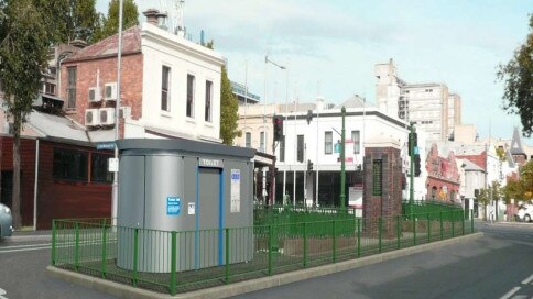 A design render of the new Carlton public toilets for Faraday St, which have taken years to be settled.