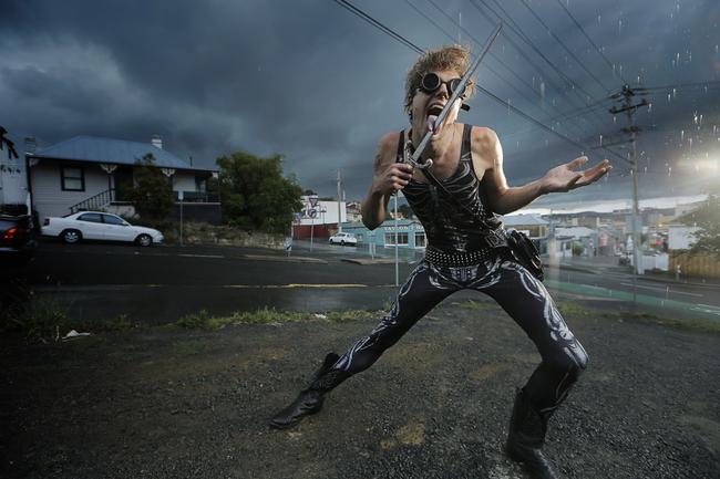 Street performer Samora Squid is one of the paid artists performing at the Taste of Tasmania festival this year. The Taste have decided to employ performers instead of allowing buskers. Picture: MATHEW FARRELL