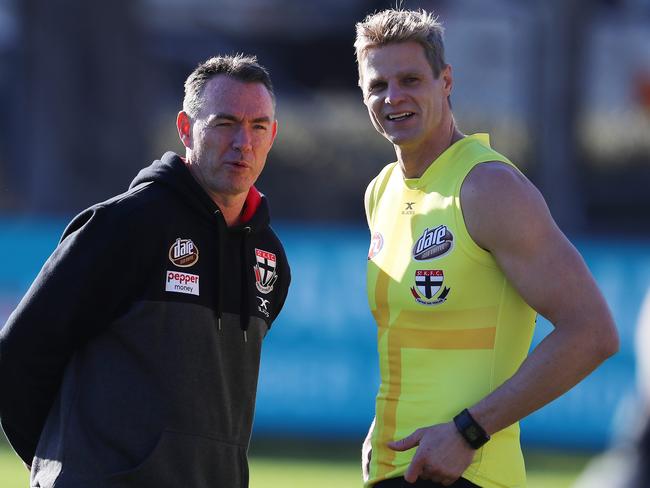 St Kilda football at Trevor Barker Oval, Sandringham. Coach Alan Richardson and Nick Riewoldt  . Pic: Michael Klein