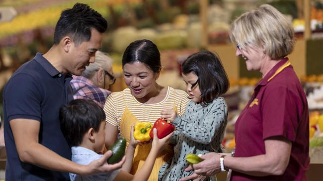 Sample fresh produce in the Woolworths Fresh Food Dome.