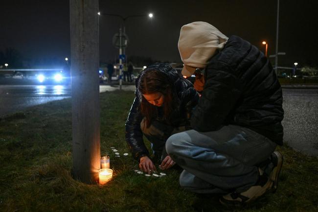 A makeshift vigil to pay tribute to the victims was set up