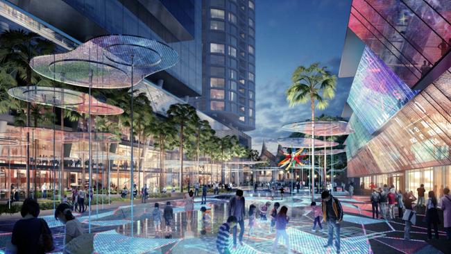 Artist impressions of the Parramatta Square Civic Link development, which will use smart city technology to bring itself to life.