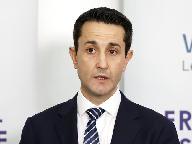 Premier David Crisafulli pictured addressing the media at the WomenÃs Legal Services, Brisbane 3rd December 2024.  (Image/Josh Woning)