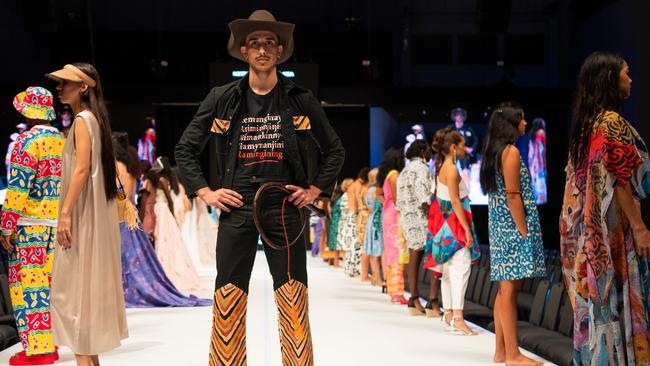 2024 Country to Couture at the Darwin Convention Centre showcases hand-designed First Nations fashion. Picture: Pema Tamang Pakhrin