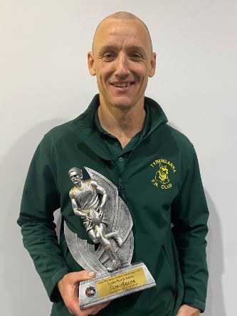 Tyrendarra coach Sam Anson with his league best and fairest award. Picture: South West Distric FNL Facebook