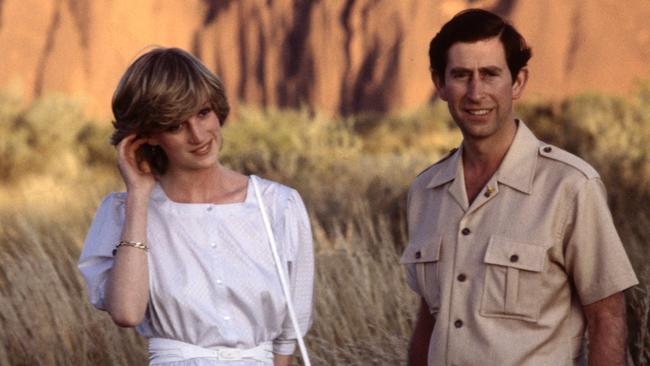 Diana Princess of Wales and Prince Charles in front of Ayers Rock in 1983. Picture: Getty Images