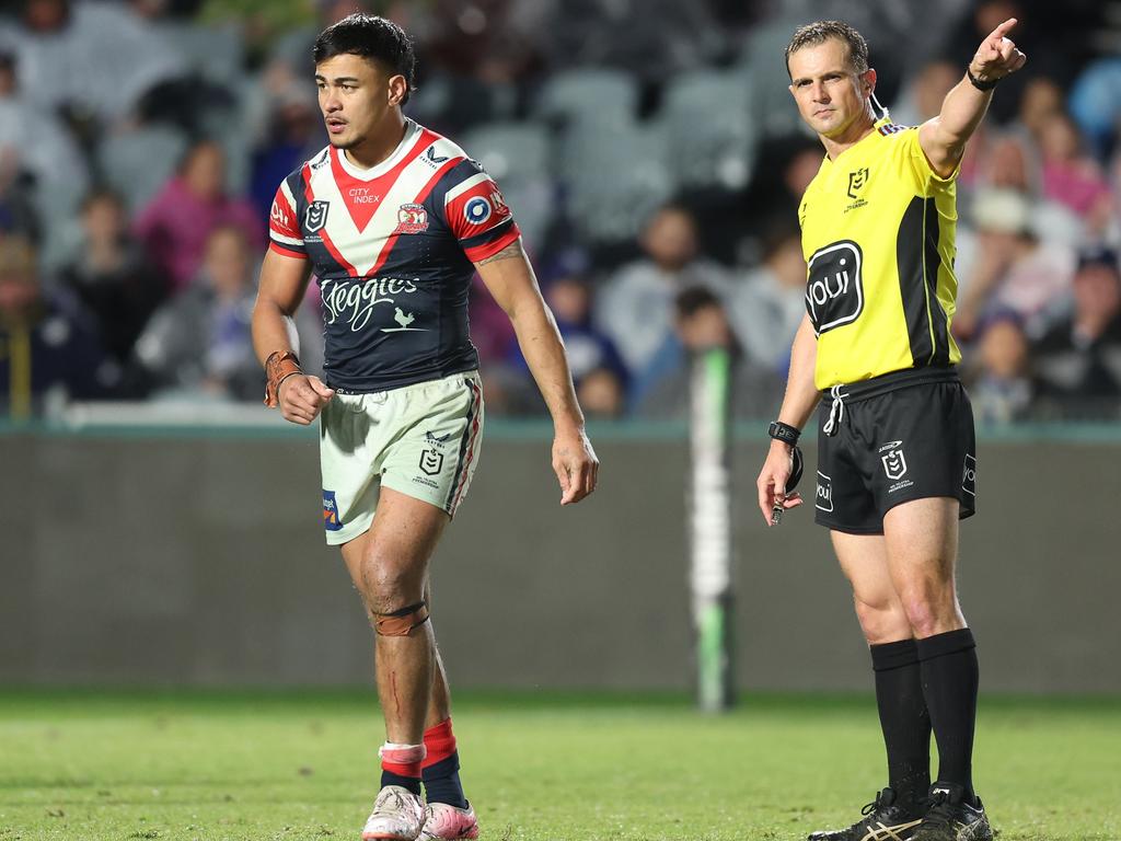 Junior Pauga of the Roosters is sent off in round 16. Picture: Scott Gardiner/Getty Images