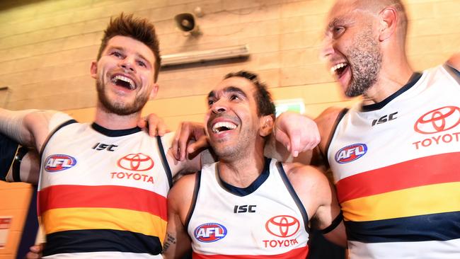 Bryce Gibbs pictured with Eddie Betts. Picture: AP Image.