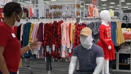 A store employee promptly kicked the human mannequin out of the store. Picture: TikTok/tugreckless