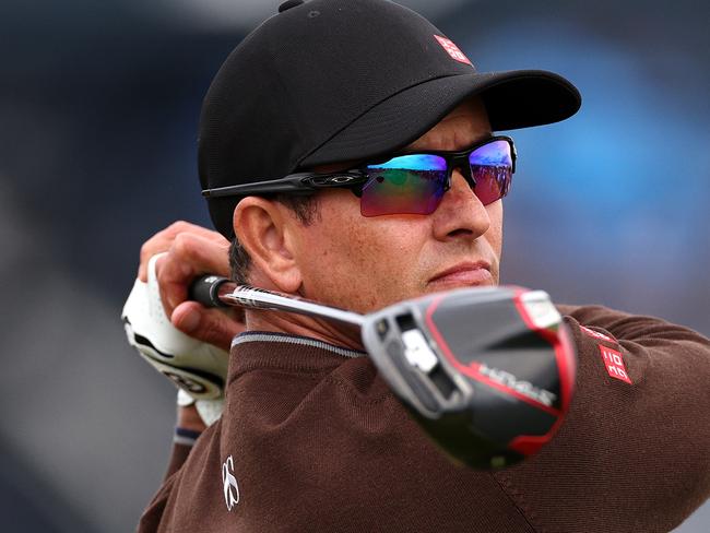 HOYLAKE, ENGLAND - JULY 21: Adam Scott of Australia tees off on the 15th hole on Day Two of The 151st Open at Royal Liverpool Golf Club on July 21, 2023 in Hoylake, England. (Photo by Jared C. Tilton/Getty Images)