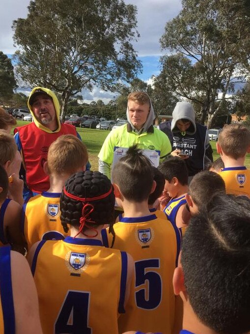 Magpies midfielder Adam Treloar donning the runner shirt for his junior club Noble Park.