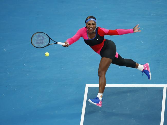 Serena Williams in action in Melbourne in 2021. Picture: Daniel Pockett